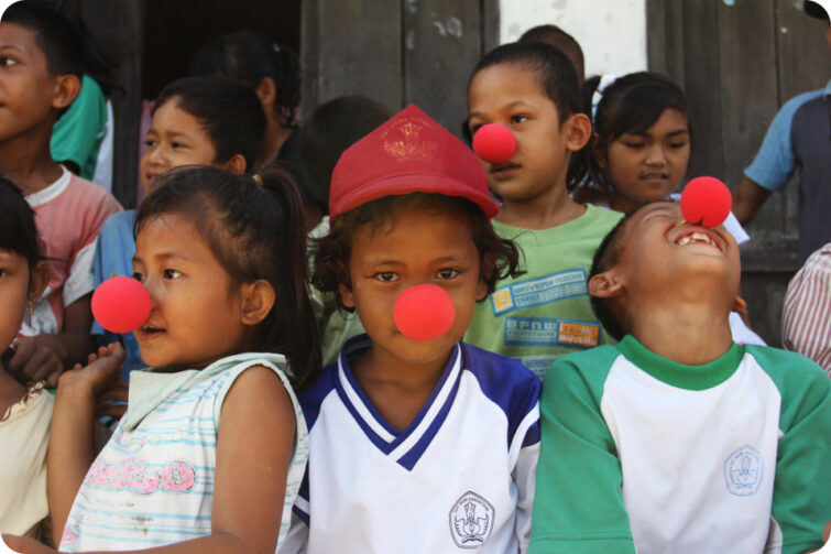 Group of kids with clown noses