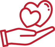 Hand with hearts icon