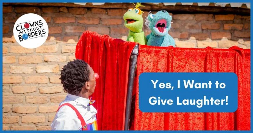 "Yes, I Want to Give Laughter!" banner
